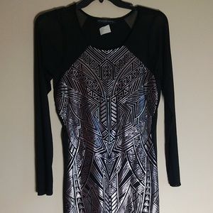 Symphony+ Black Dress with Silver Metallic Design